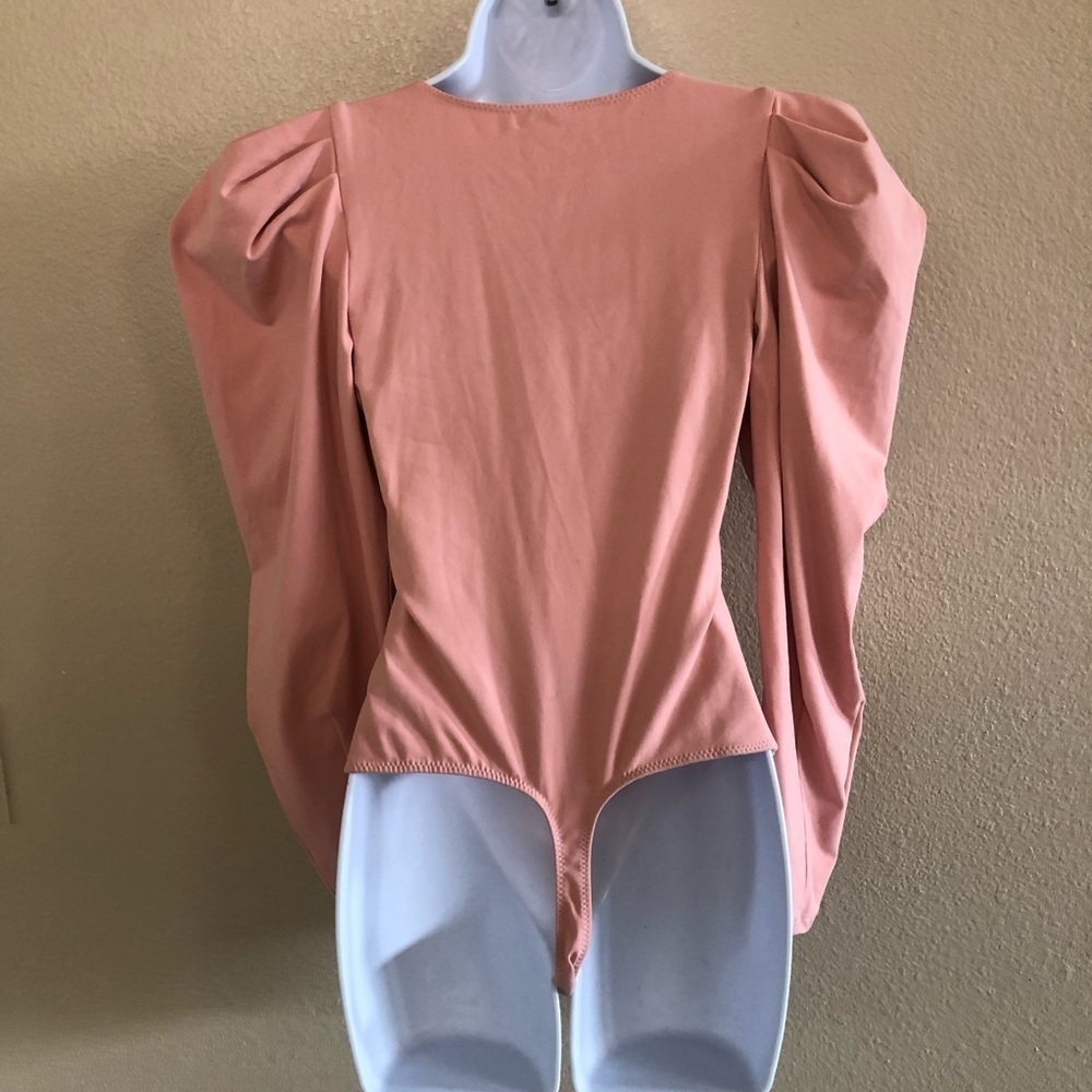Free People Intimately Va Va Voop Deep V-Neck Puff Long Sleeves Bodysuit Sz XS - Picture 4 of 14